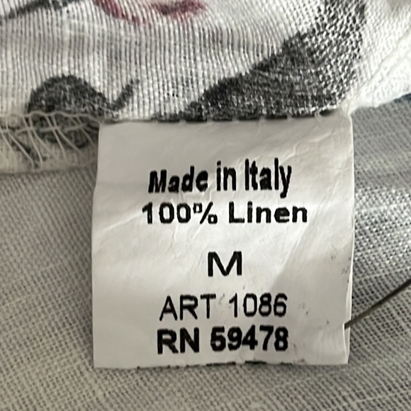 Terzo Millennio Flutter Sleeve Floral Linen Blouse - Size Medium - Picture 5 of 6